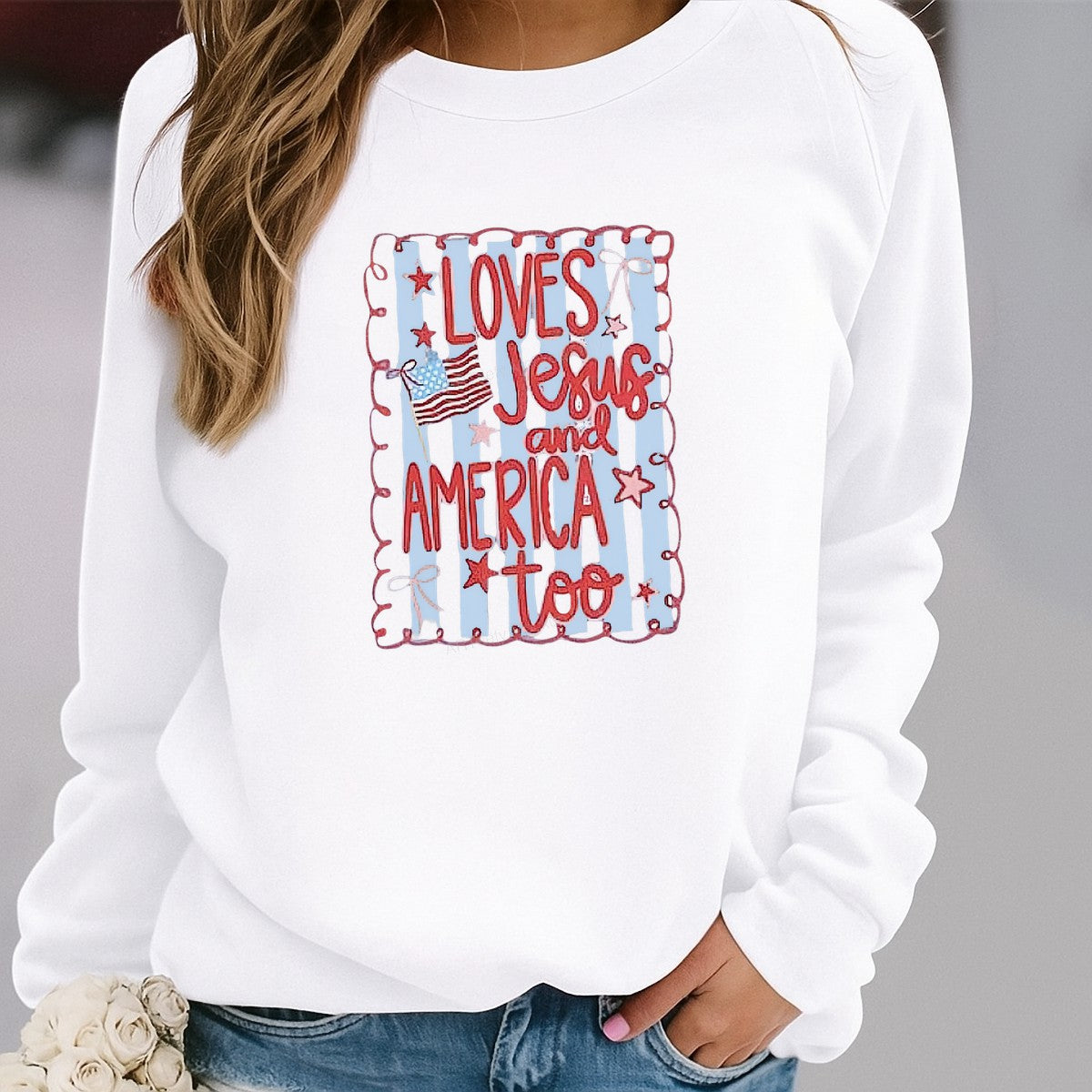 DTF Heat Transfer Iron On Sticker Iron On Heat Transfers Patriotic Love Jesus American Flag Design for T Shirts Hoodies Local Warehouse - 2