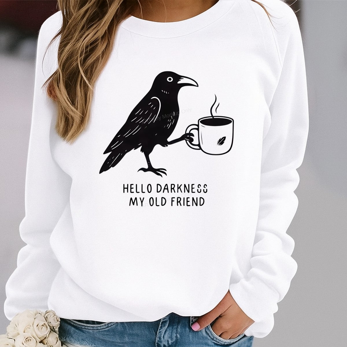 DTF Heat Transfer Iron On Sticker Iron On Heat Transfers Raven Coffee Cup Design Dark Humor Perfect Gift for T Shirts Hoodies Clearance - 2