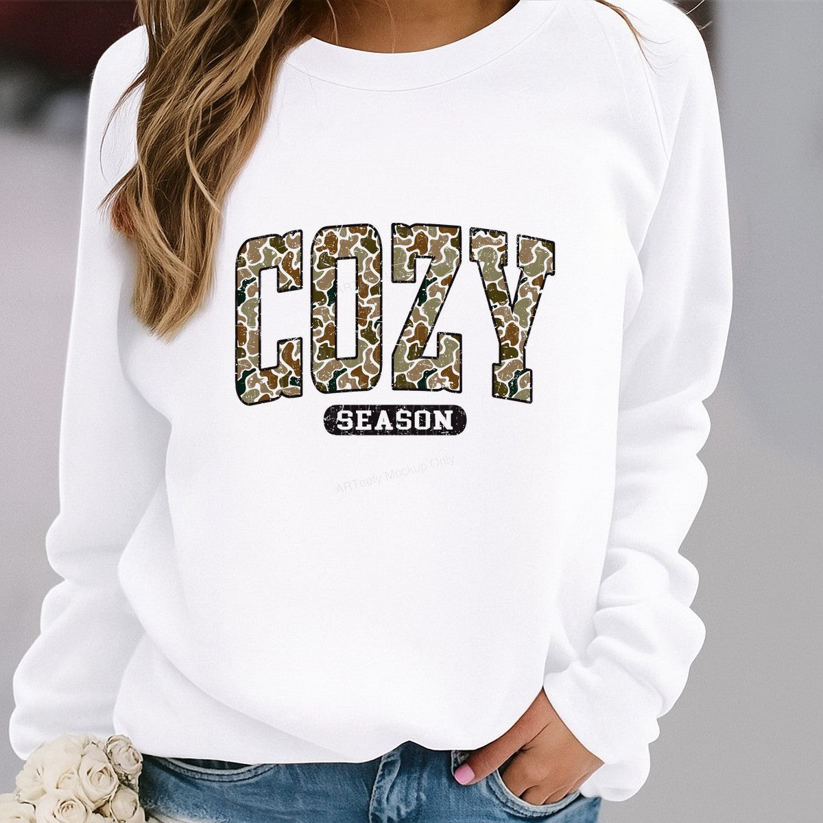 DTF Heat Transfer Iron On Sticker Iron On Heat Transfers Cozy Season Camo Style for Fall Apparel Jackets Hoodies Clearance - 2