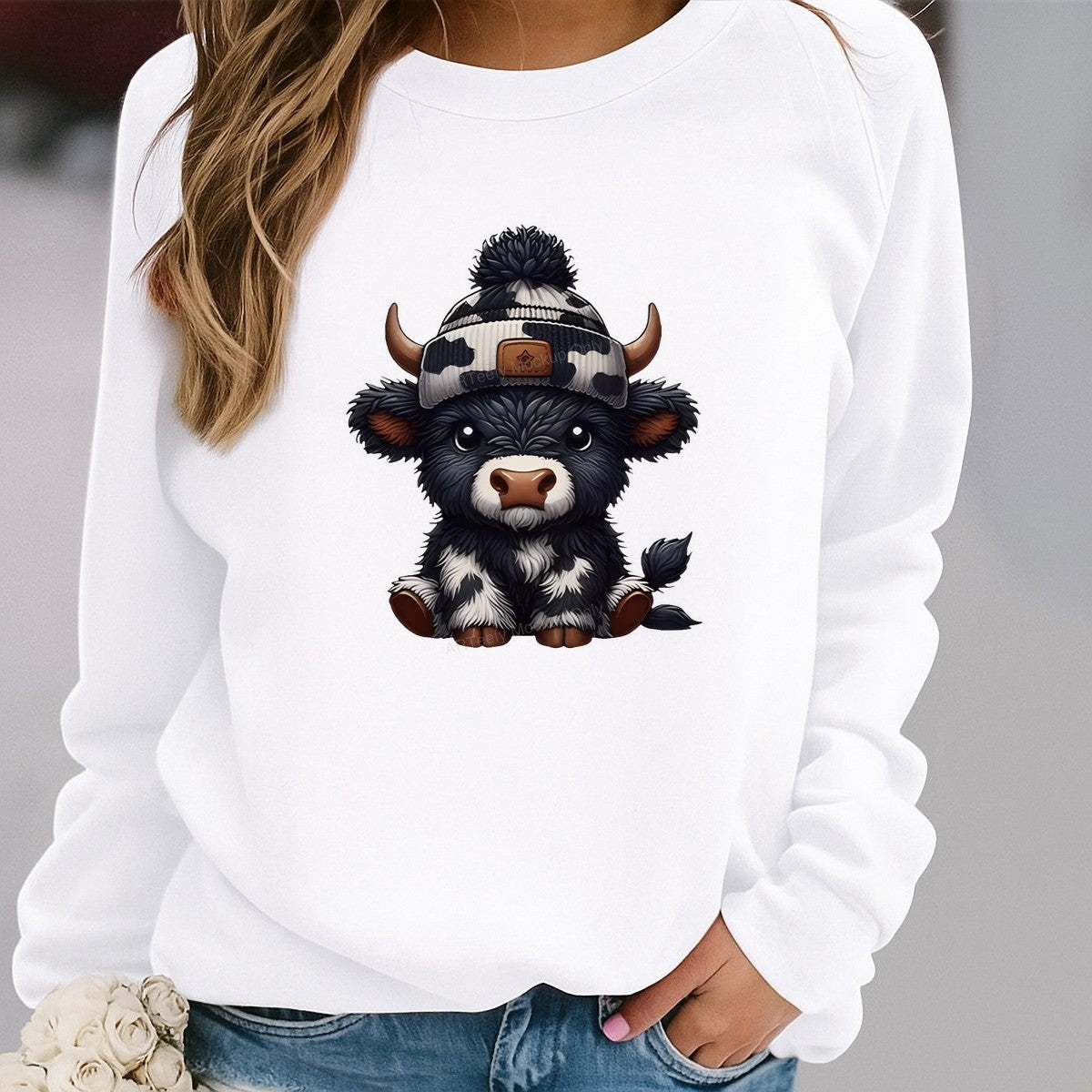 DTF Heat Transfer Iron On Sticker Iron On Transfers for T Shirts Cute Highland Cow with Winter Hat Animal Design for Apparel Home Decor Clearance - 2