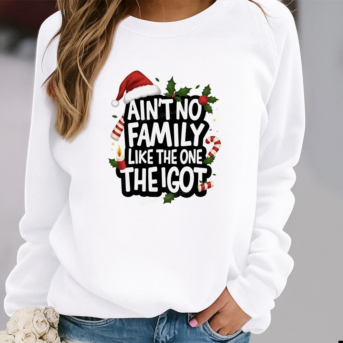 DTF Heat Transfer Iron On Sticker Iron On Heat Transfers Holiday Family Festive Design with Santa Hat Candy Canes for Christmas T Shirts Hoodies Clearance - 2