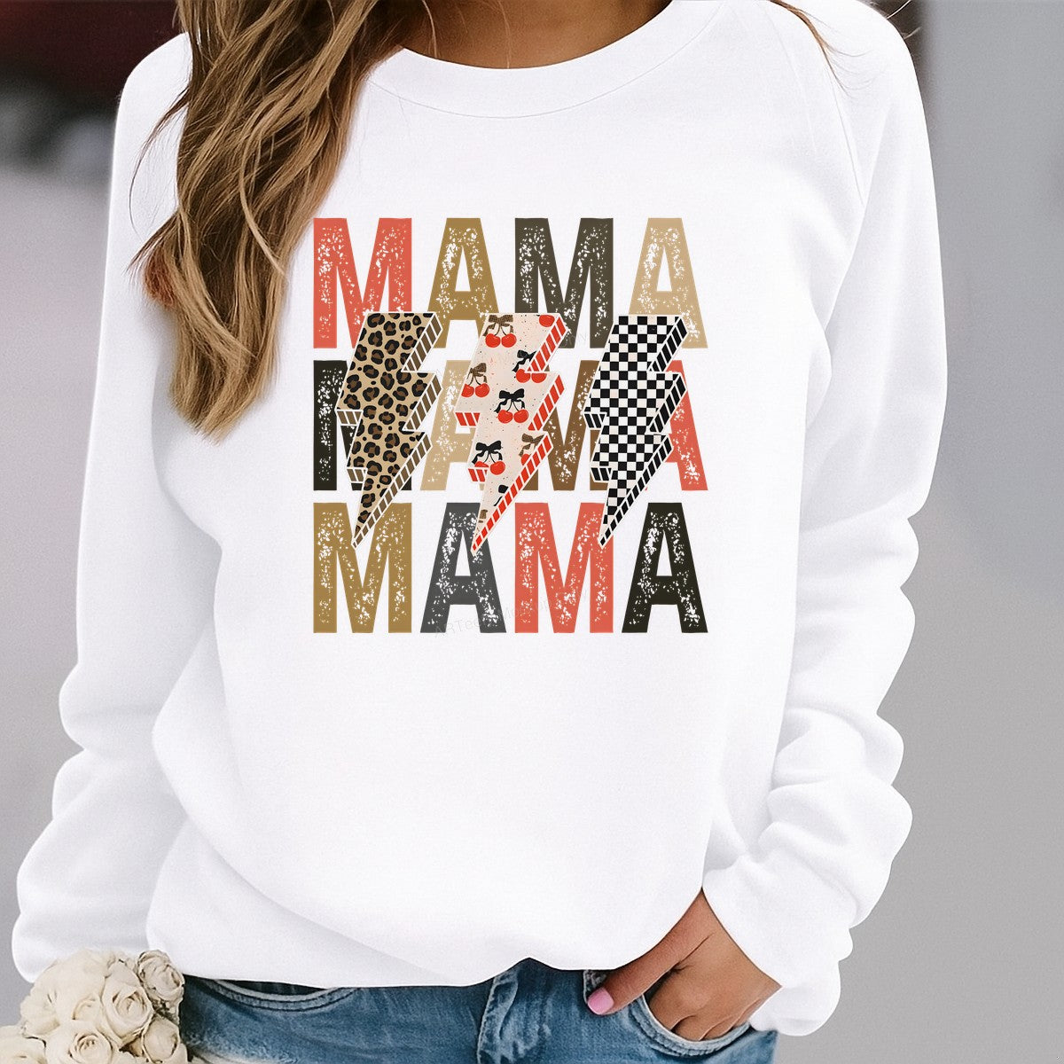 DTF Heat Transfer Iron On Sticker Iron On Heat Transfers Leopard Cherry Checkered Mama Lettering for Mother Day Gifts T Shirts Hoodies Clearance - 2