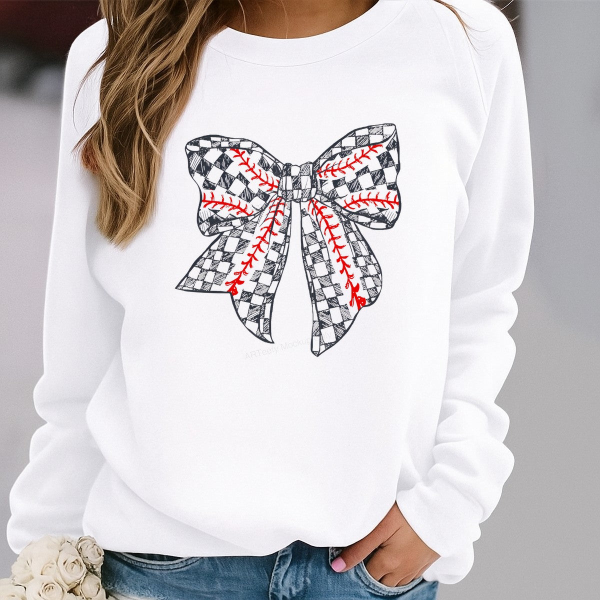 DTF Heat Transfer Iron On Sticker Iron On Heat Transfers Baseball Bow Checkered Style for Apparel Bags Jackets Local Warehouse - 2