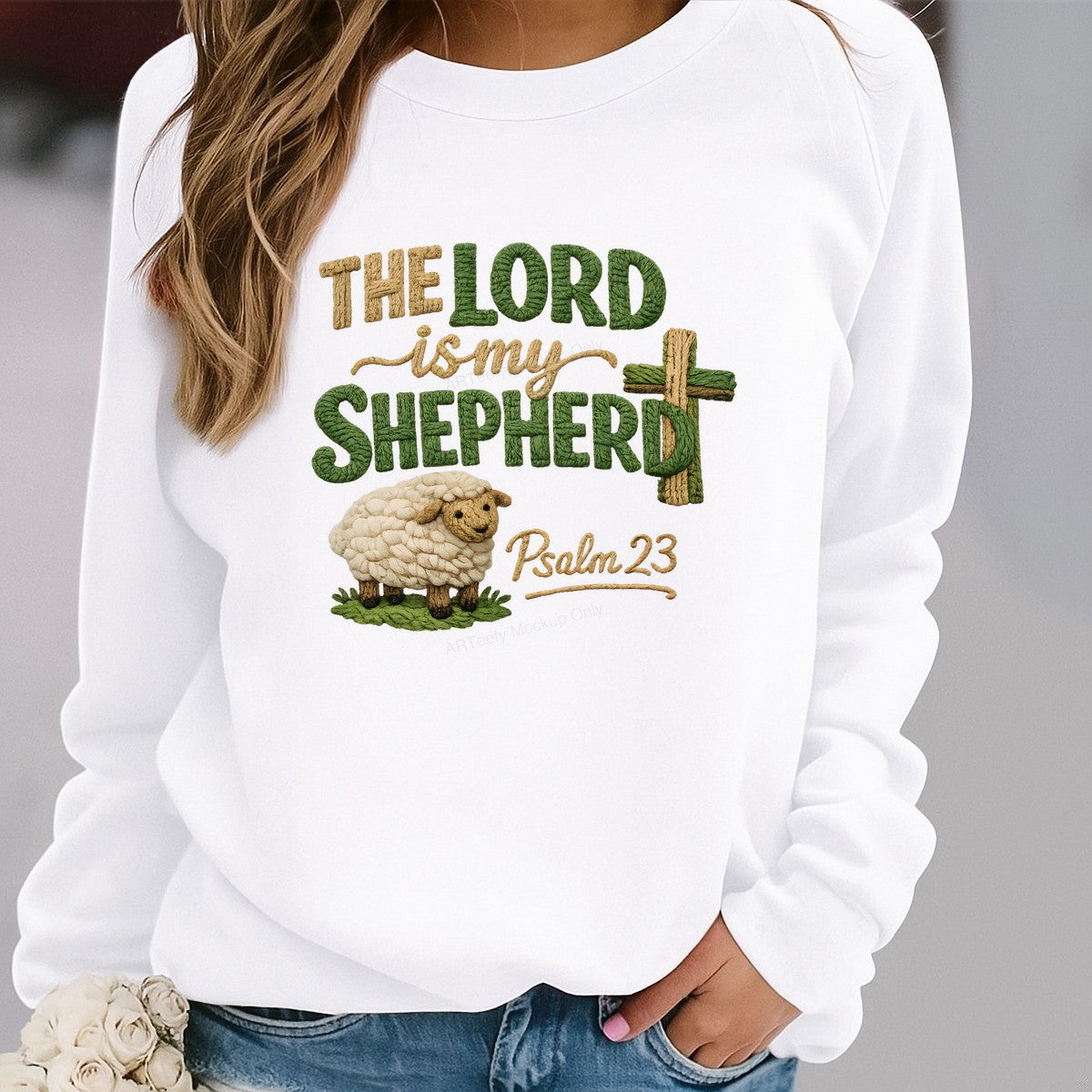 DTF Heat Transfer Iron On Sticker Iron On Heat Transfers Psalm 23 Sheep Cross Design for Religious Apparel Local Warehouse - 2