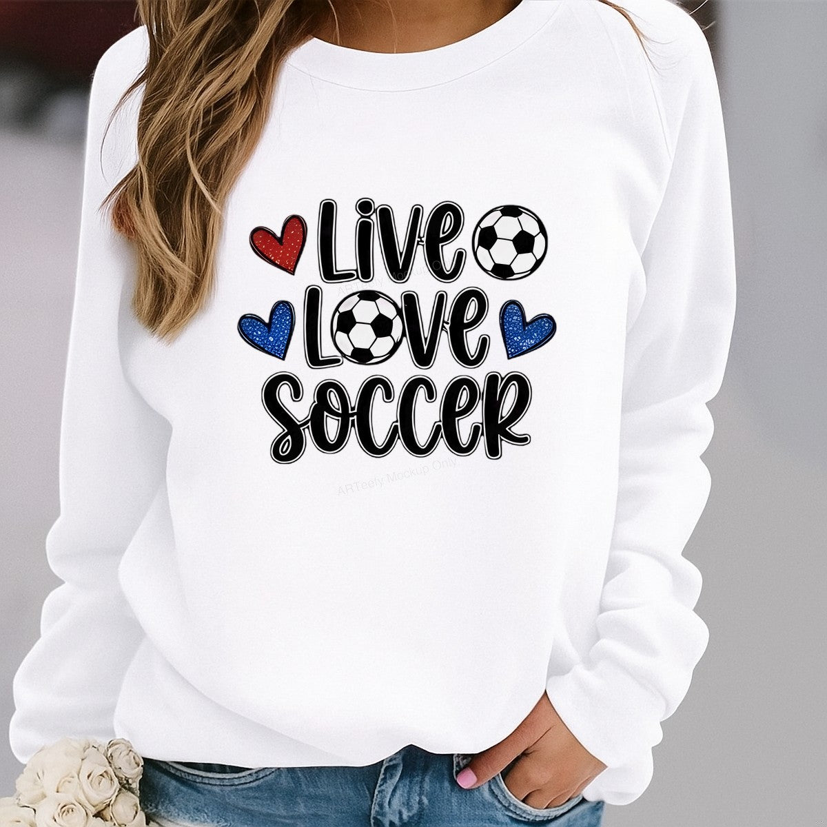 DTF Heat Transfer Iron On Sticker Iron On Heat Transfers Live Love Soccer Design for Sports Apparel Local Warehouse - 2