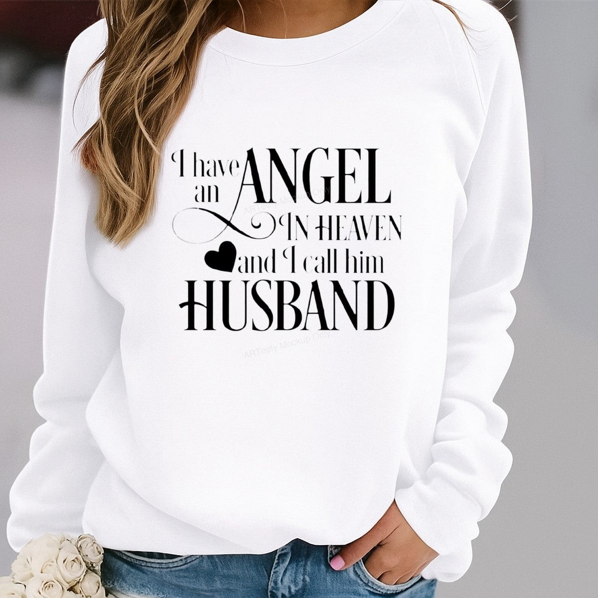 DTF Heat Transfer Iron On Sticker Iron On Heat Transfers Heartfelt Angel Husband Memorial Design for T Shirts Hoodies Clearance - 2