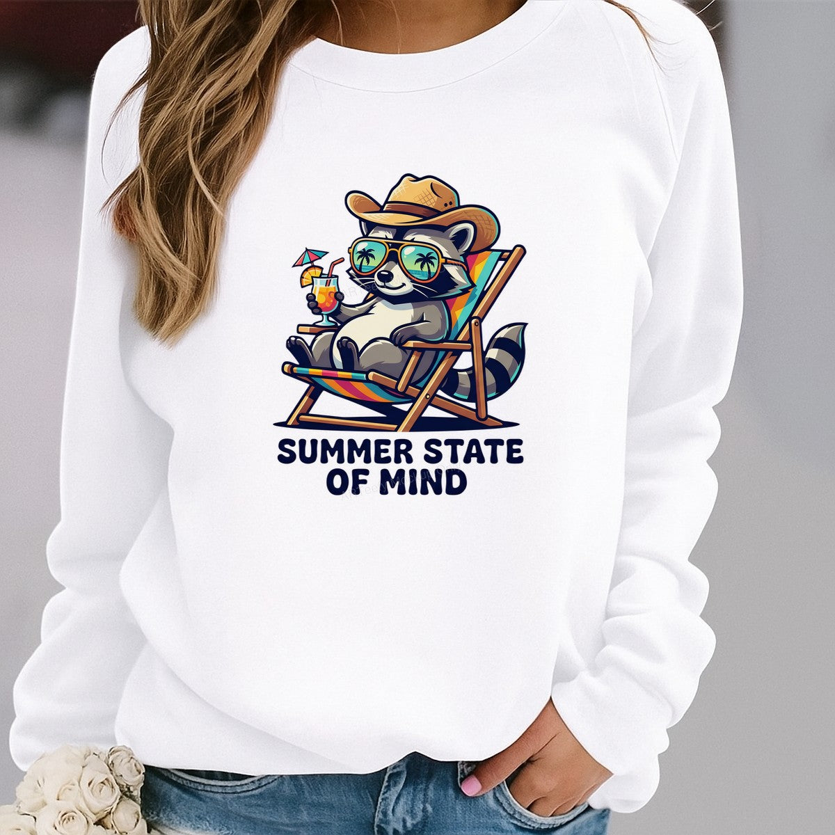 DTF Heat Transfer Iron On Sticker Iron On Heat Transfers Summer Raccoon Beach Vibes for T Shirts Hoodies Clearance - 2