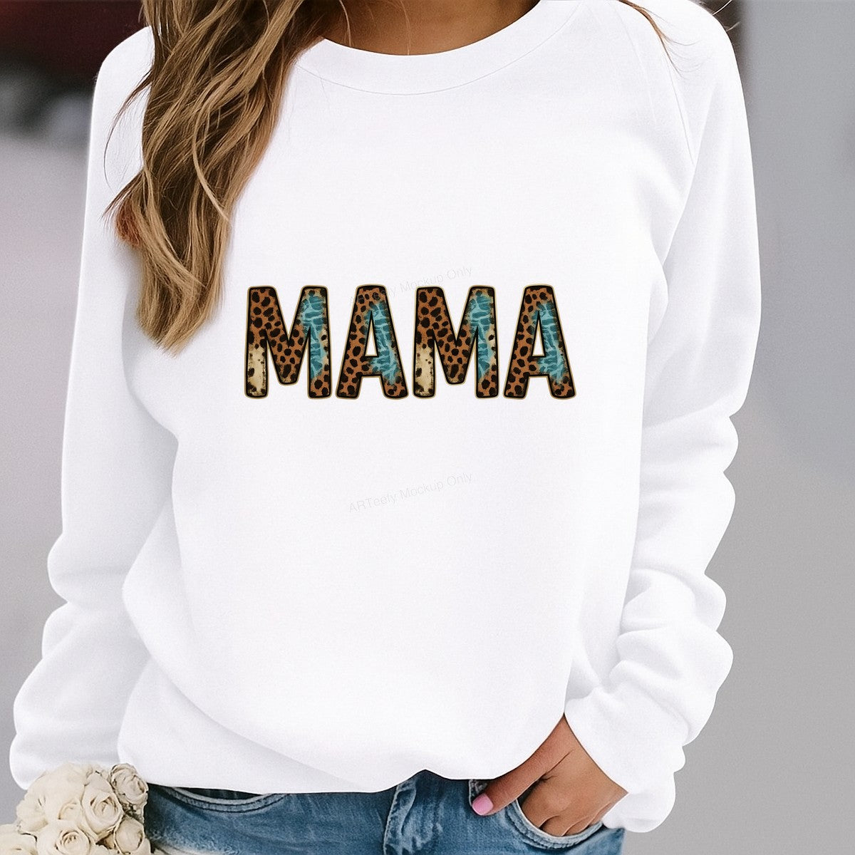 DTF Heat Transfer Iron On Sticker Iron On Heat Transfers Leopard Print MAMA Letters for Apparel Bags Jackets Local Warehouse - 2