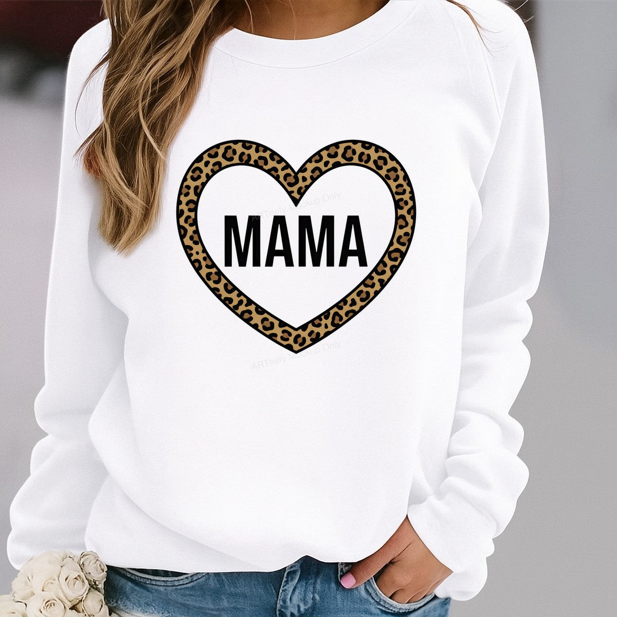 DTF Heat Transfer Iron On Sticker Iron On Heat Transfers Leopard Heart Mama Design for T Shirts Apparel Gifts Local Warehouse - 2