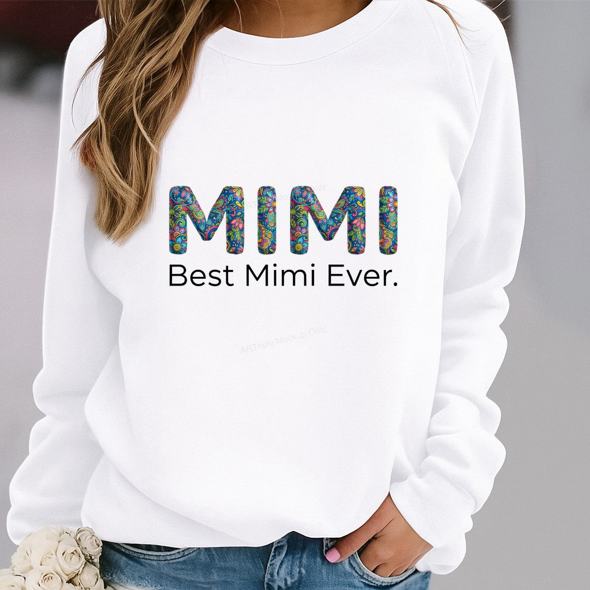 DTF Heat Transfer Iron On Sticker Iron On Heat Transfers Colorful Floral Letters Best Mimi Ever for Mother Day Gifts T Shirts Hoodies Clearance - 2