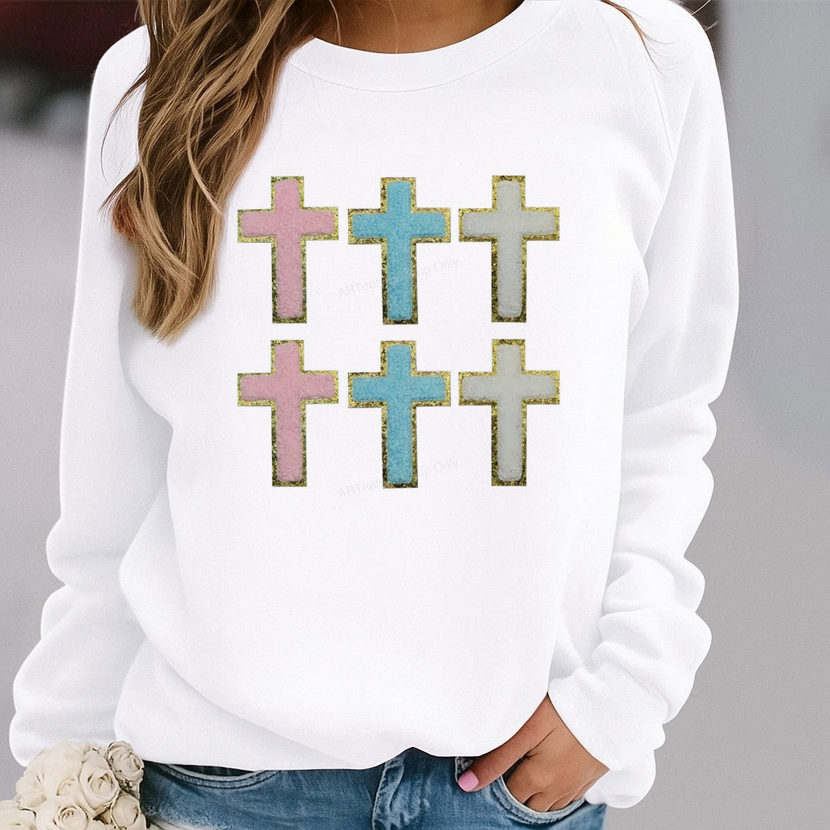 DTF Heat Transfer Iron On Sticker Iron On Heat Transfers Colorful Cross Design Religious Apparel Accessories Local Warehouse - 2