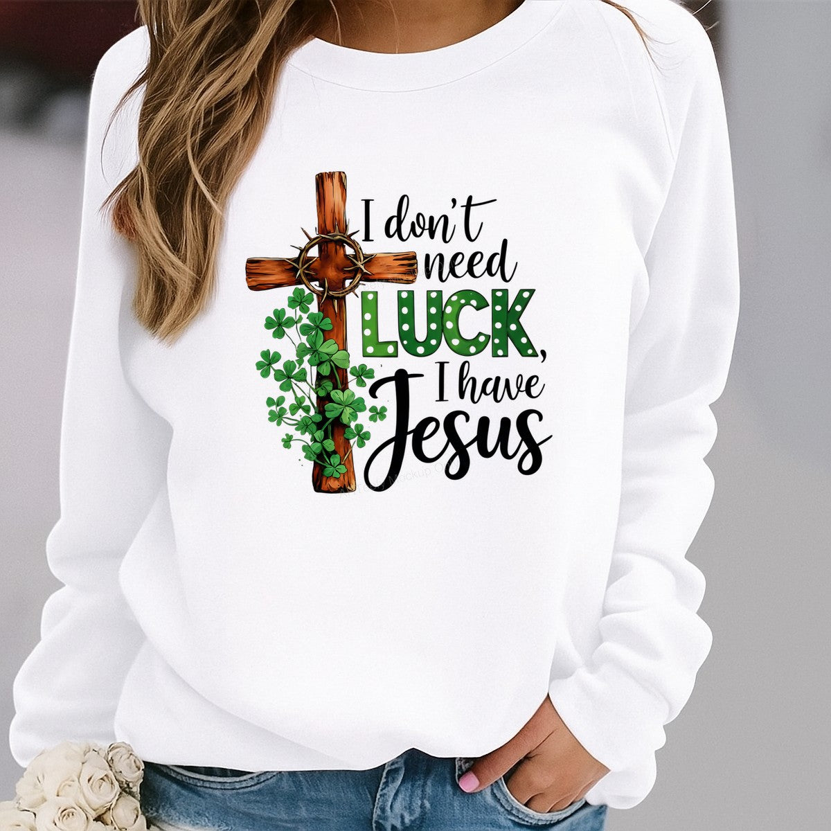 DTF Heat Transfer Iron On Sticker Iron On Heat Transfers Christian Cross and Clover Design Inspirational Apparel for T Shirts Hoodies Clearance - 2