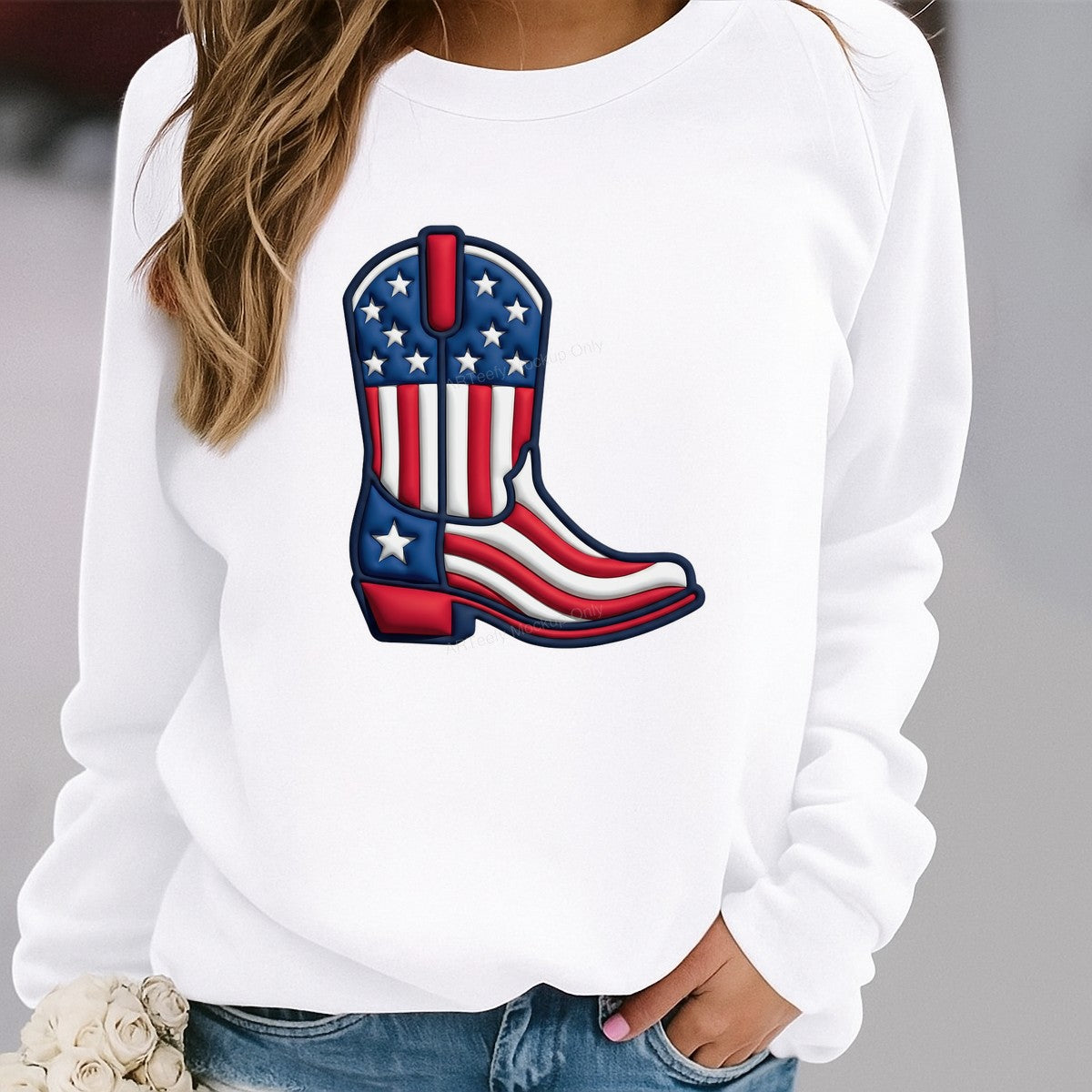 DTF Heat Transfer Iron On Sticker Iron On Heat Transfers Patriotic Cowboy Boot Design for Apparel Bags Jackets Local Warehouse - 2
