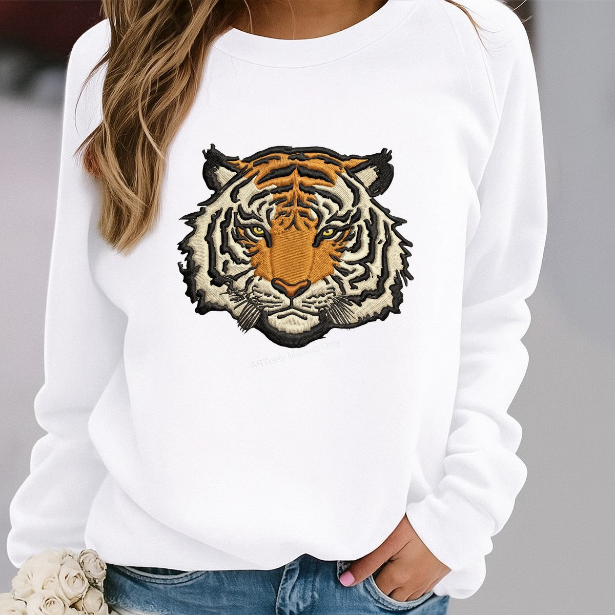 DTF Heat Transfer Iron On Sticker Iron On Heat Transfers Tiger Face Embroidery Style for Apparel Jackets Bags Local Warehouse - 2