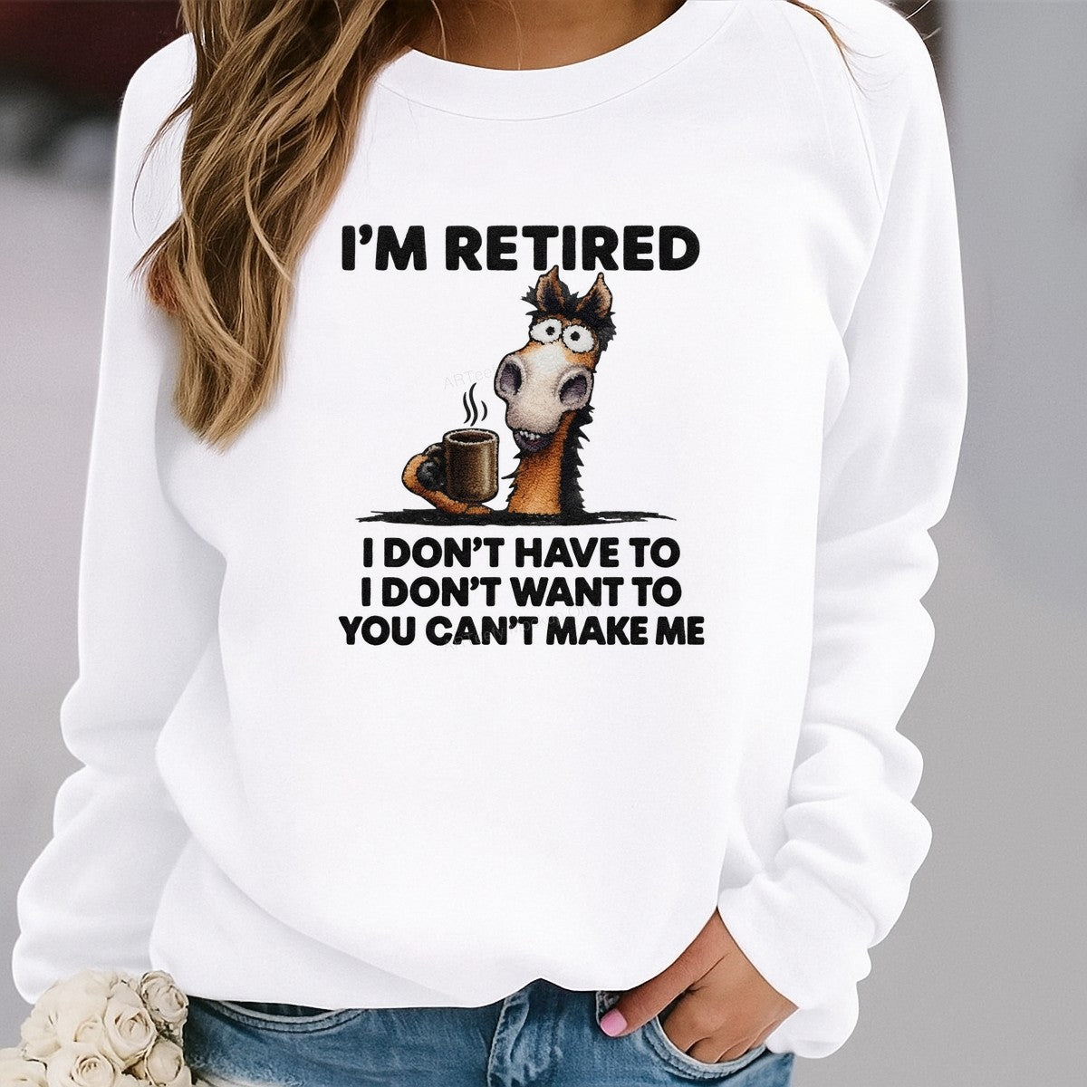 DTF Heat Transfer Iron On Sticker Iron On Heat Transfers Cartoon Horse Coffee Humor Design for Retired Life Casual Wear Clearance - 2