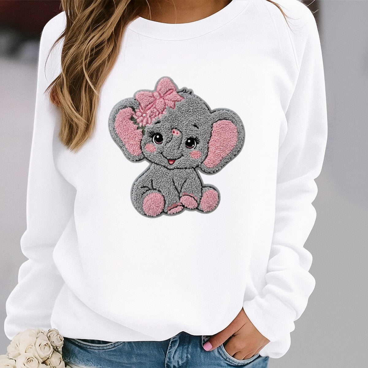 DTF Heat Transfer Iron On Sticker Iron On Heat Transfers Adorable Elephant with Pink Bow for T Shirts Hoodies Local Warehouse - 2