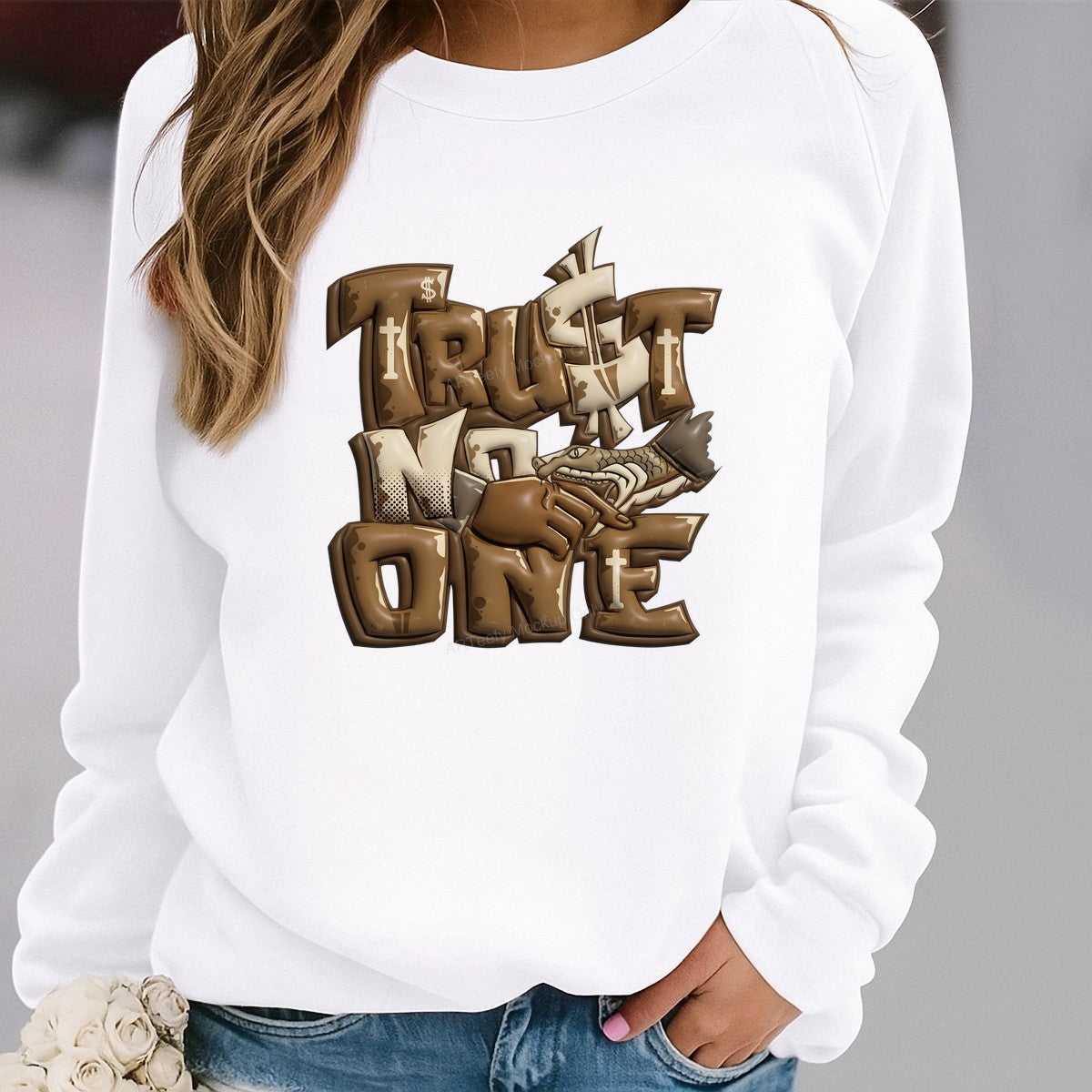 DTF Heat Transfer Iron On Sticker Iron On Heat Transfers Graffiti Style Trust No One Design for Urban Casual Wear Clearance - 2