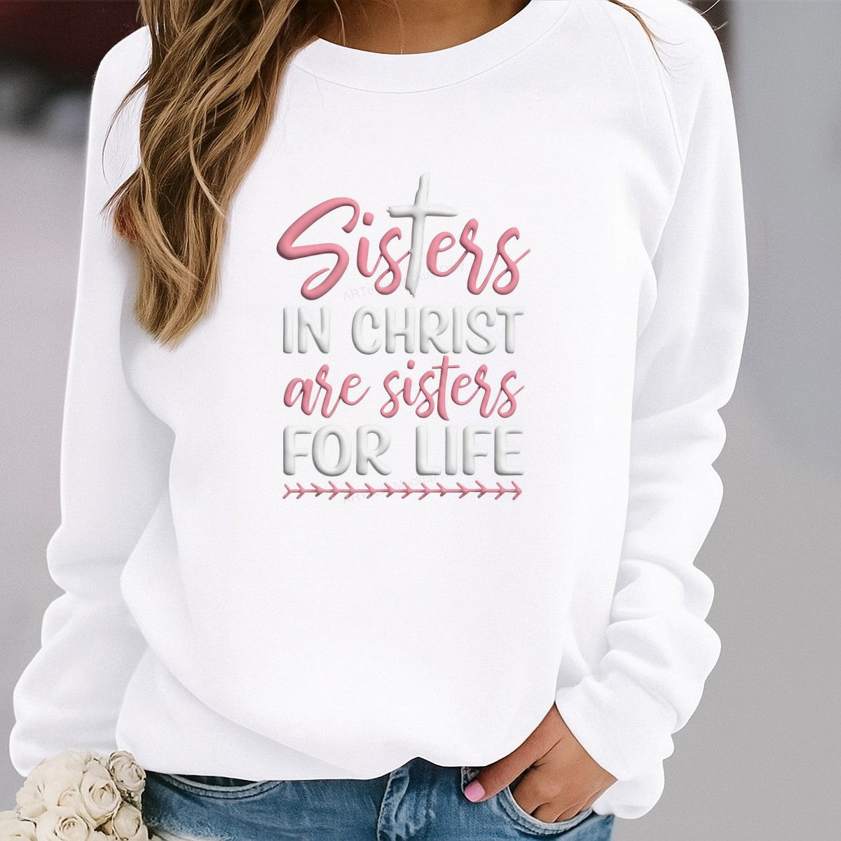 DTF Heat Transfer Iron On Sticker Iron On Heat Transfers Sisters in Christ Design Faithful Apparel for T Shirts Hoodies Clearance - 2