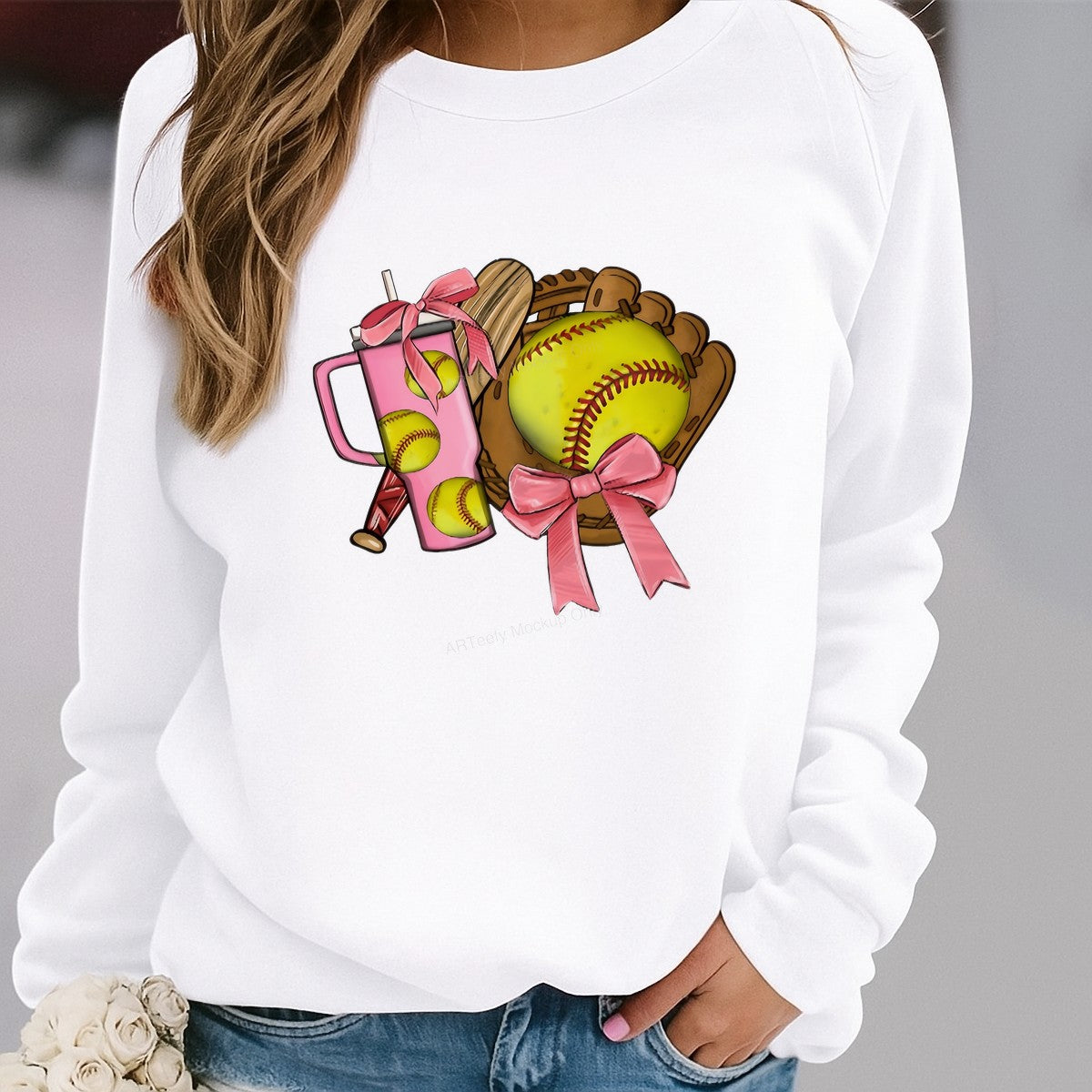 DTF Heat Transfer Iron On Sticker Iron On Heat Transfers Pink Softball Design for Sports Apparel Bags Clearance - 2