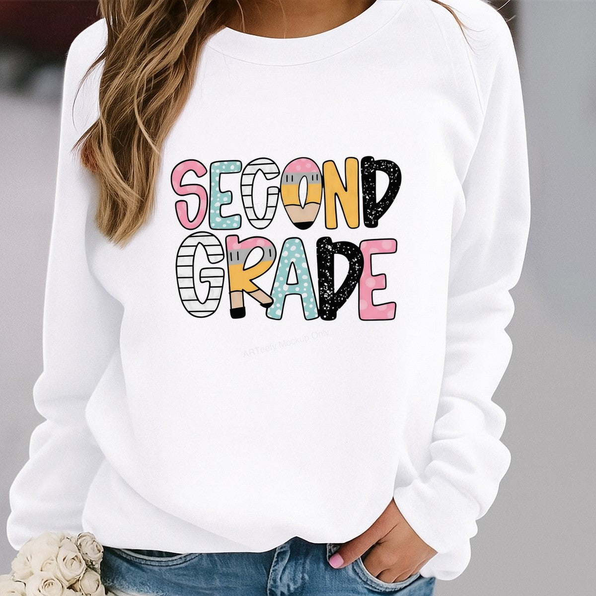 Second Grade Teacher Back to School Pencil DTF Heat Transfer Iron On Sticker 2nd Grade Teacher Gift Shirt - 2