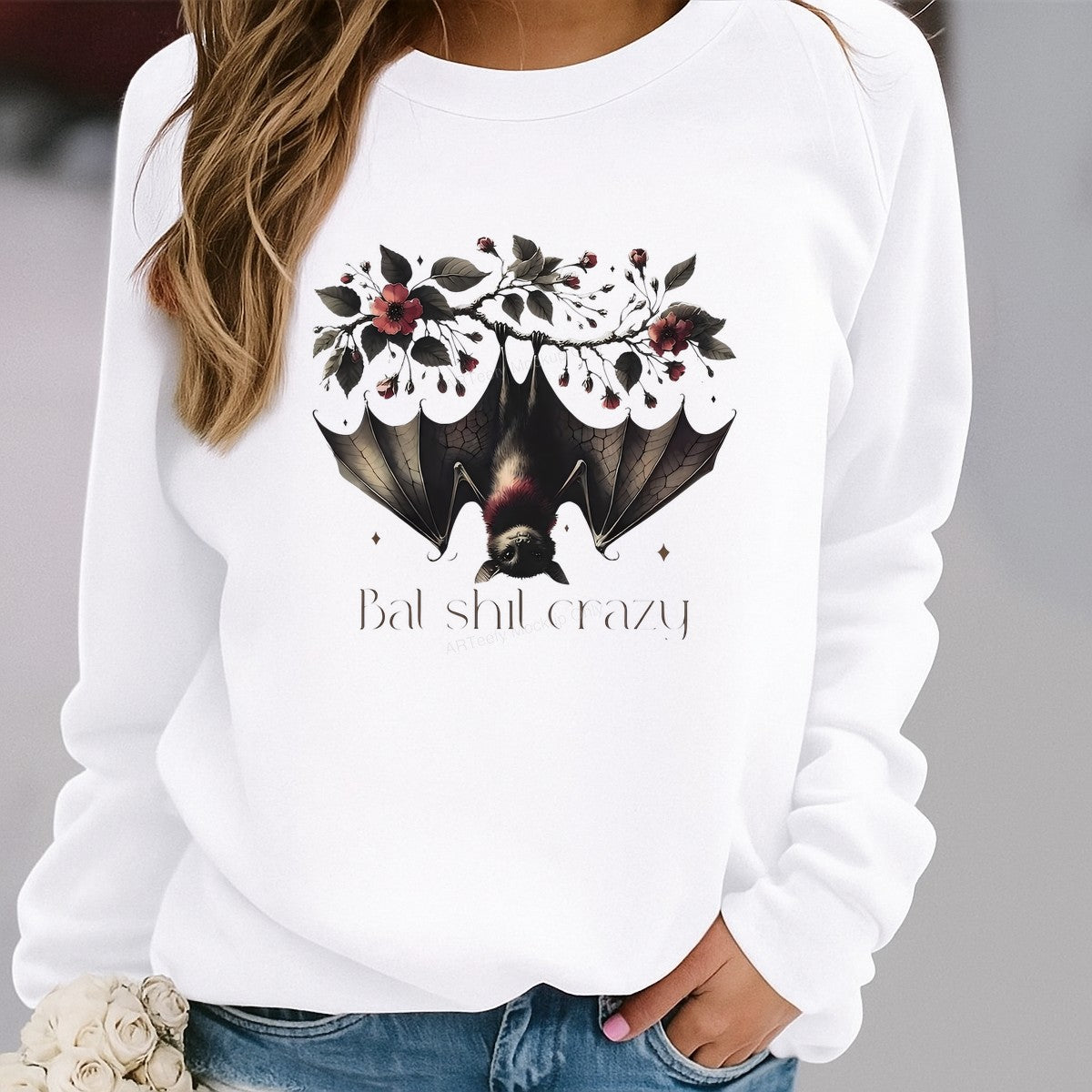 DTF Heat Transfer Iron On Sticker Iron On Heat Transfers Gothic Bat Floral Design Halloween Decorations Clearance - 2