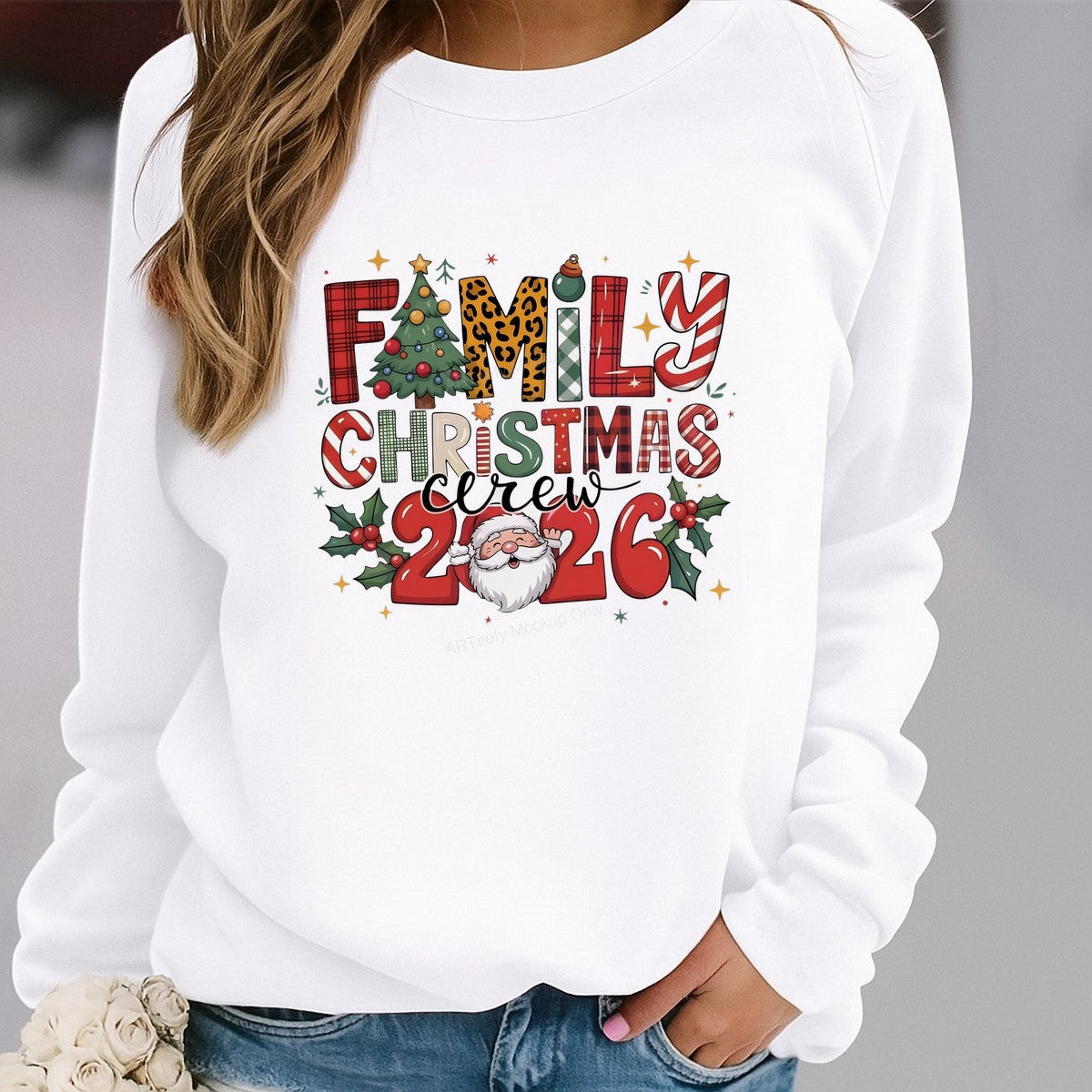 DTF Heat Transfer Iron On Sticker Iron On Heat Transfers Festive Christmas Family Crew Santa Design for Holiday T Shirts Local Warehouse - 2