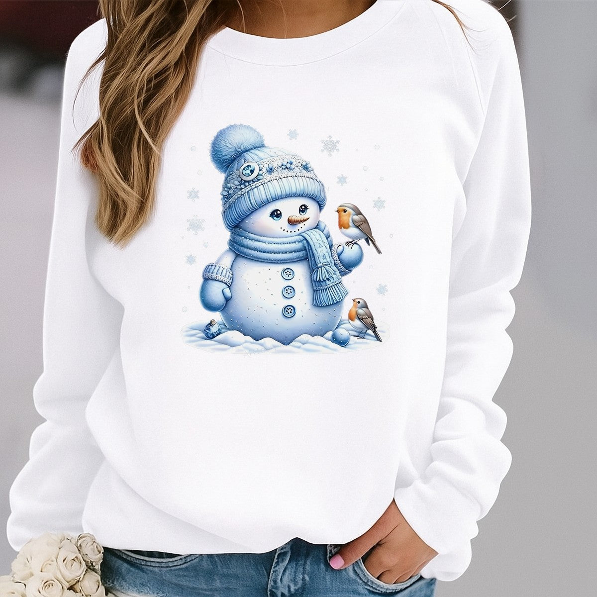 DTF Heat Transfer Iron On Sticker Iron On Heat Transfers Snowman and Birds Design Christmas Winter Apparel Decorations Local Warehouse - 2