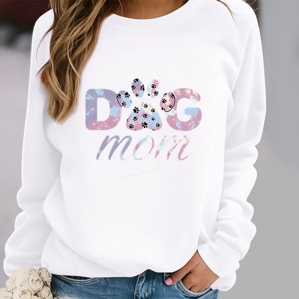 DTF Heat Transfer Iron On Sticker Iron On Heat Transfers Dog Mom Tie Dye Style Paw Print Design for Casual Wear T Shirts Hoodies - 2
