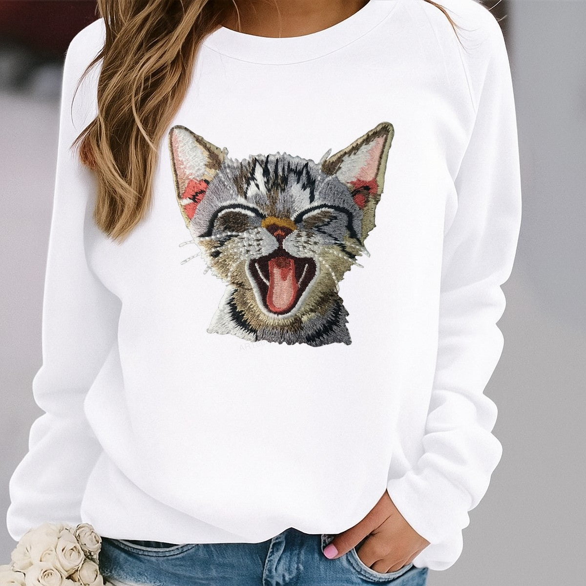 DTF Heat Transfer Iron On Sticker Iron On Heat Transfers Cute Cat Embroidery Style for Apparel Bags Jackets Local Warehouse - 2