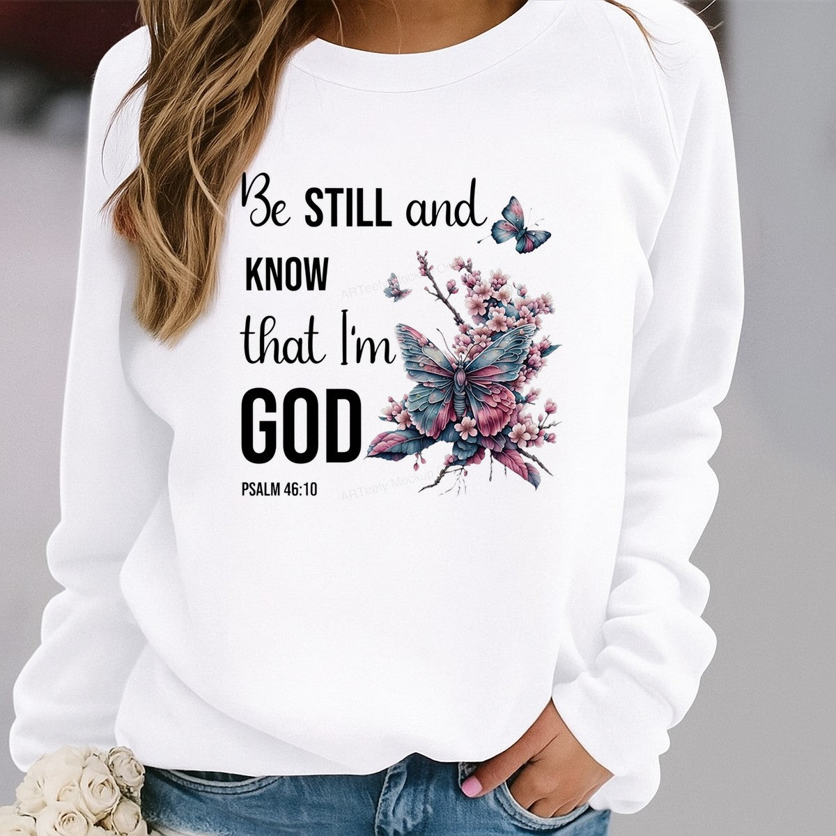 DTF Heat Transfer Iron On Sticker Iron On Heat Transfers Butterfly Floral Psalm 46 10 Design Spiritual Apparel Gifts Clearance - 2