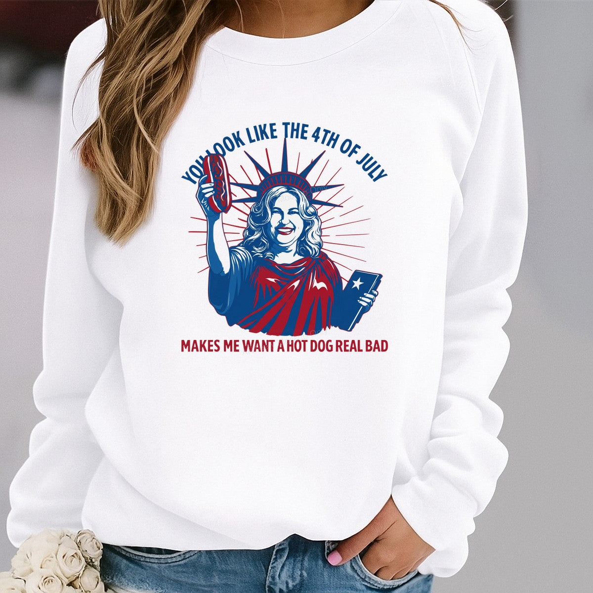 DTF Transfer You Look Like The 4th Of July Hot Dog Quote Patriotic Statue Graphic for T Shirts Hoodies and Party Shirts - 2