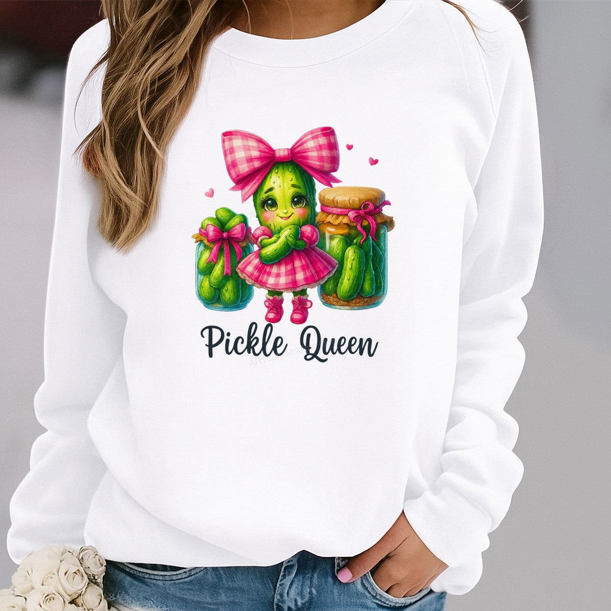 DTF Transfer Pickle Queen Quote with Cute Pickle Girl and Jar Graphic for T Shirts Hoodies and Gifts - 2
