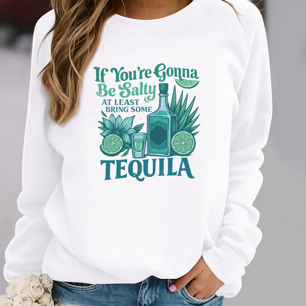 Funny Graphic Transfer If You’re Gonna Be Salty Bring Some Tequila Bottle and Lime Design for T Shirts Hoodies and Party Shirts - 2