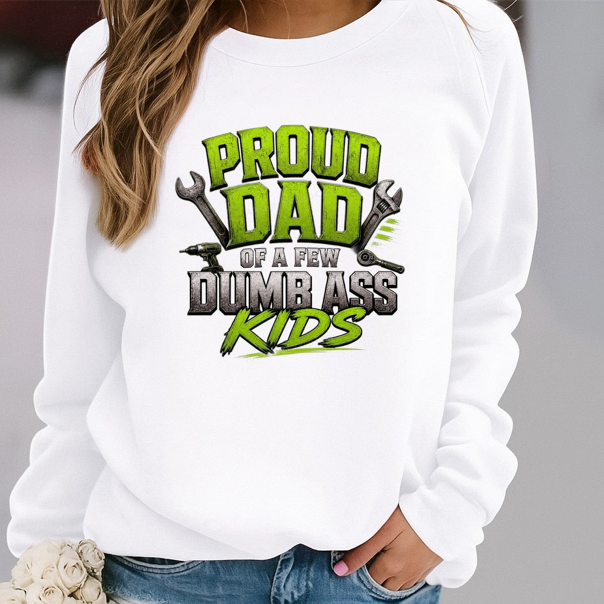 Funny Graphic Transfer Proud Dad Mechanic Quote Grunge Green Wrench Design for T Shirts Hoodies and Gifts - 2