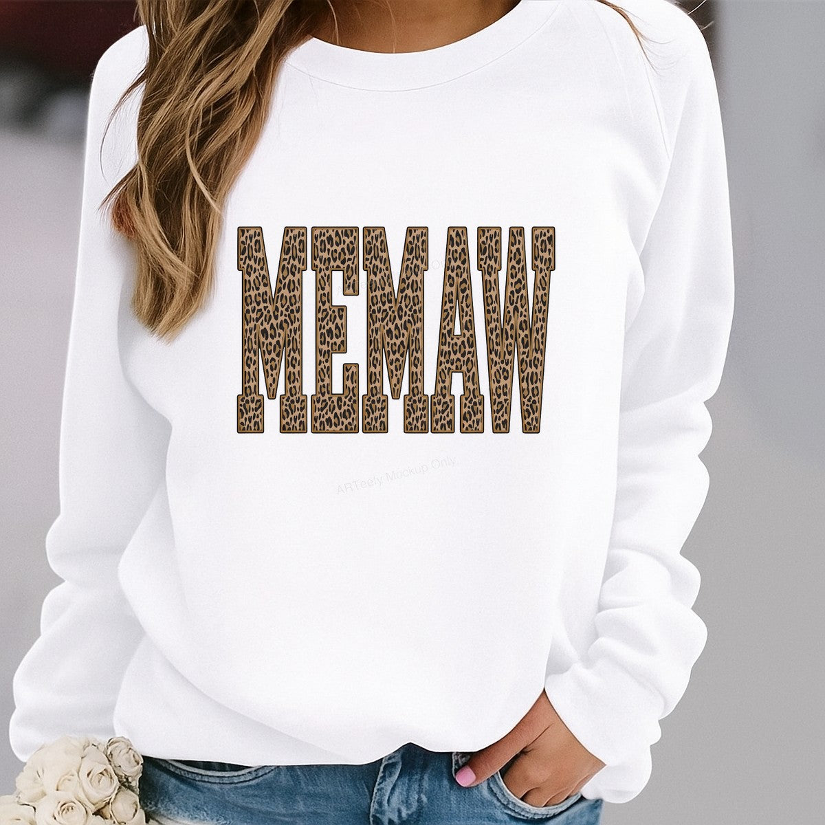 DTF Transfer MEMAW Leopard Print Block Letter Graphic for T Shirts Hoodies and Gifts - 2
