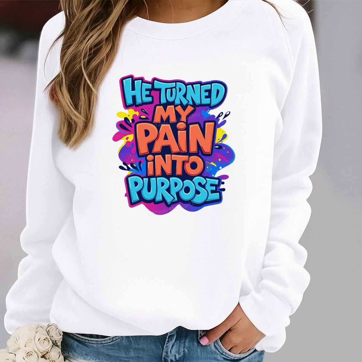 Christian Heat Transfer He Turned My Pain Into Purpose Colorful Lettering Graphic for T Shirts Hoodies and Tote Bags - 2