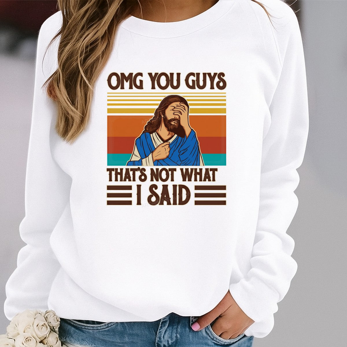 Christian Heat Transfer OMG You Guys That’s Not What I Said Retro Facepalm Graphic for T Shirts Hoodies and Tote Bags - 2
