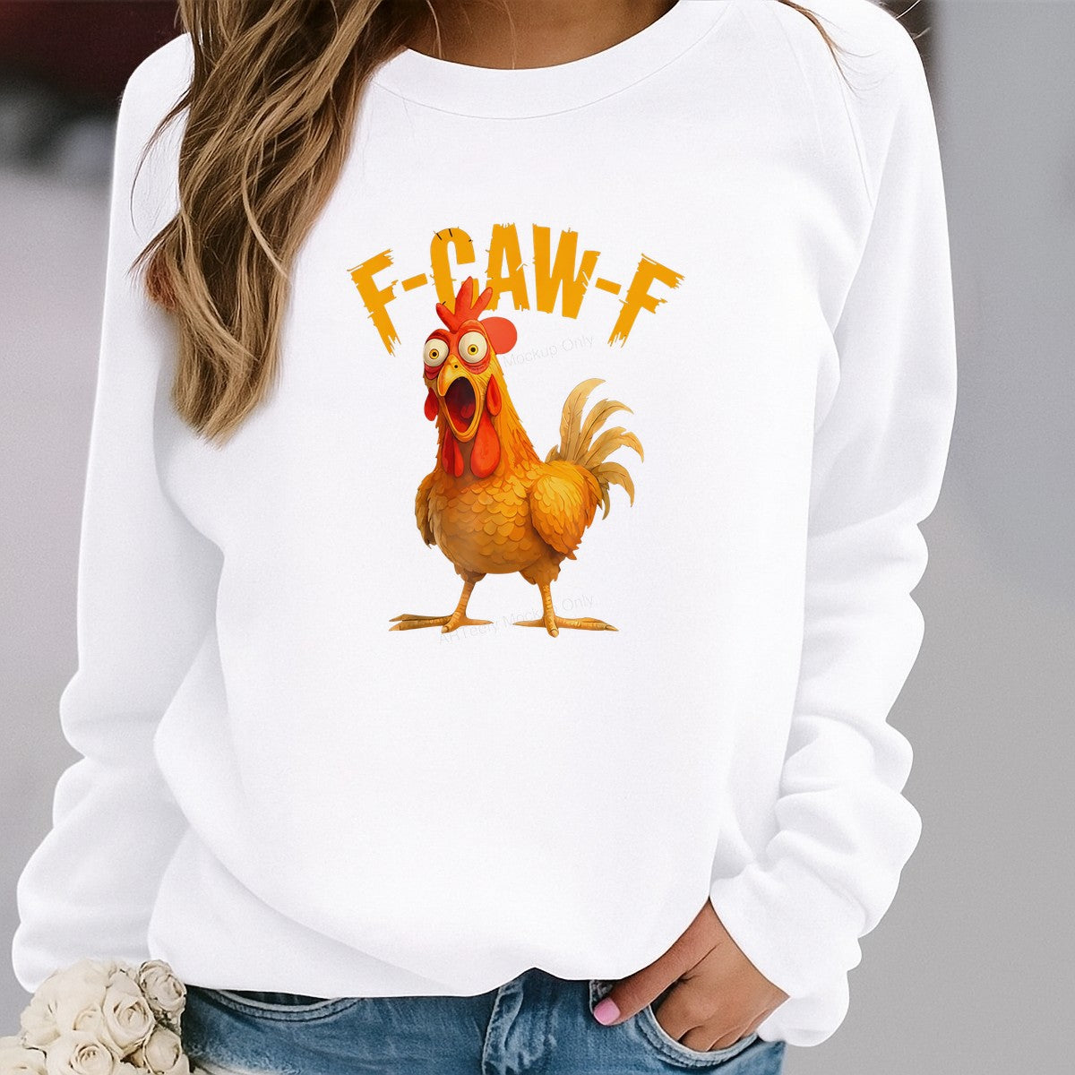 Funny Graphic Transfer F-Caw-F Screaming Chicken Cartoon Design for T Shirts Hoodies and Gifts - 2