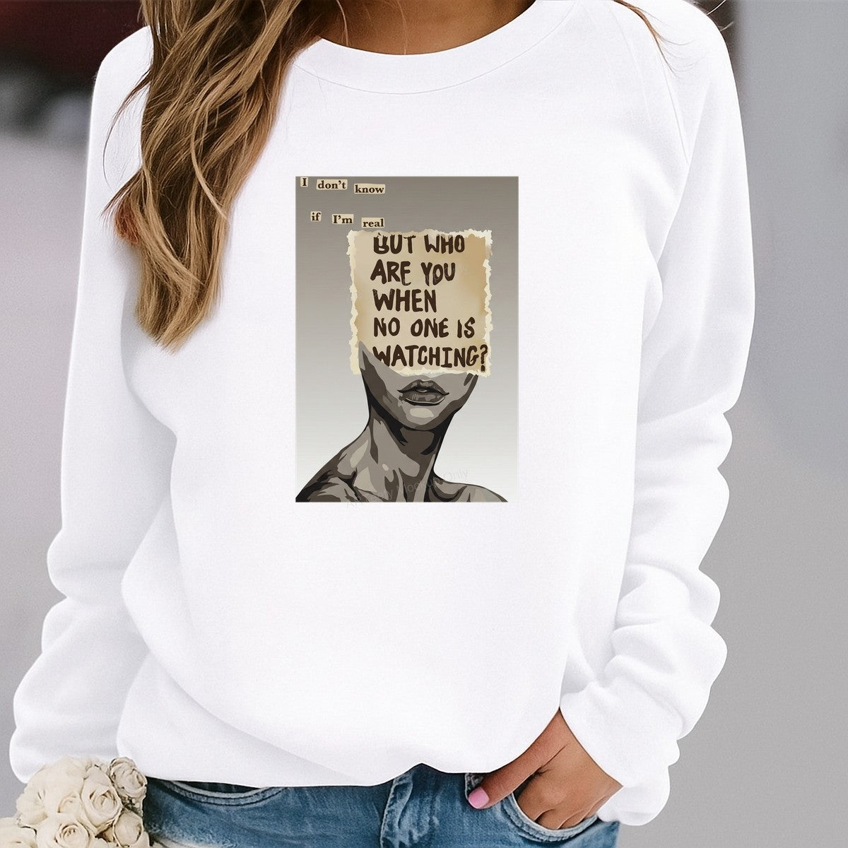 DTF Transfer Who Are You When No One Is Watching Quote Abstract Face Graphic for T Shirts Hoodies and Tote Bags - 2