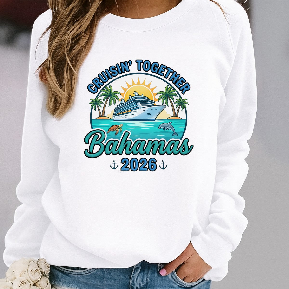 DTF Transfer Cruisin’ Together Bahamas 2026 Cruise Ship Graphic for T Shirts Hoodies and Family Vacation Shirts - 2