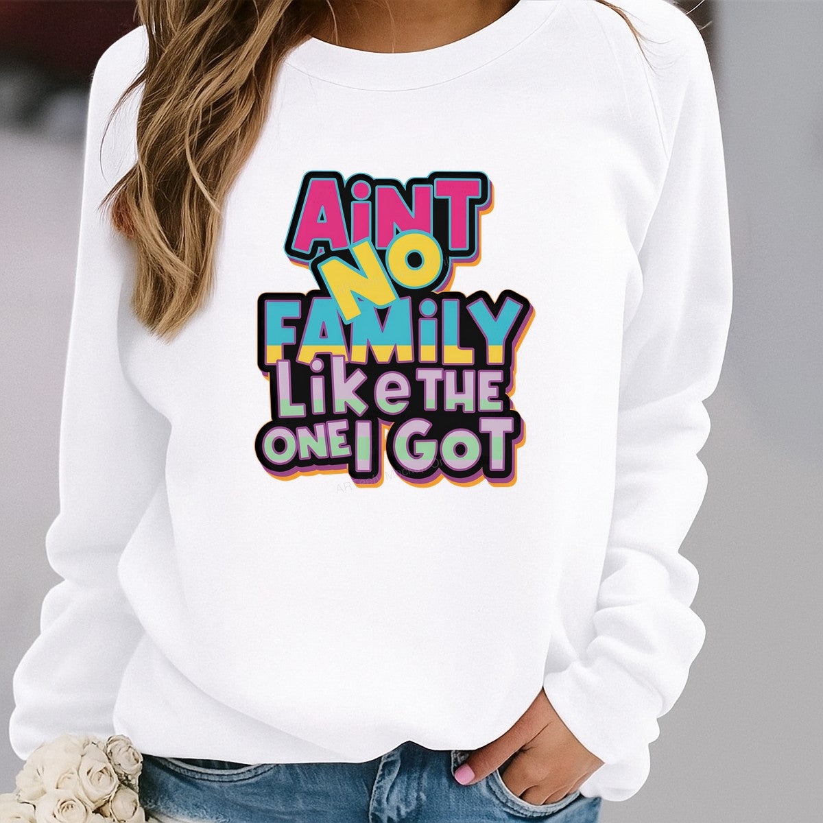 DTF Heat Transfer Ain’t No Family Like The One I Got Bold Color Block Lettering for T Shirts Hoodies and Family Gifts - 2
