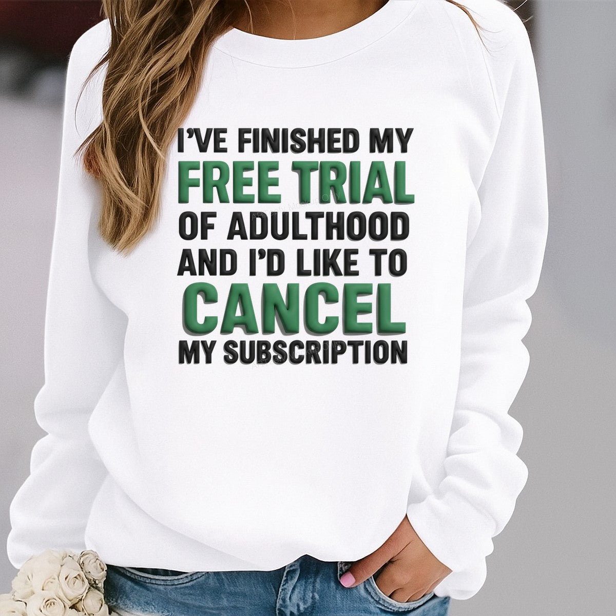 Funny Graphic Transfer Free Trial of Adulthood Cancel My Subscription Quote 3D Lettering for T Shirts Hoodies and Tote Bags - 2