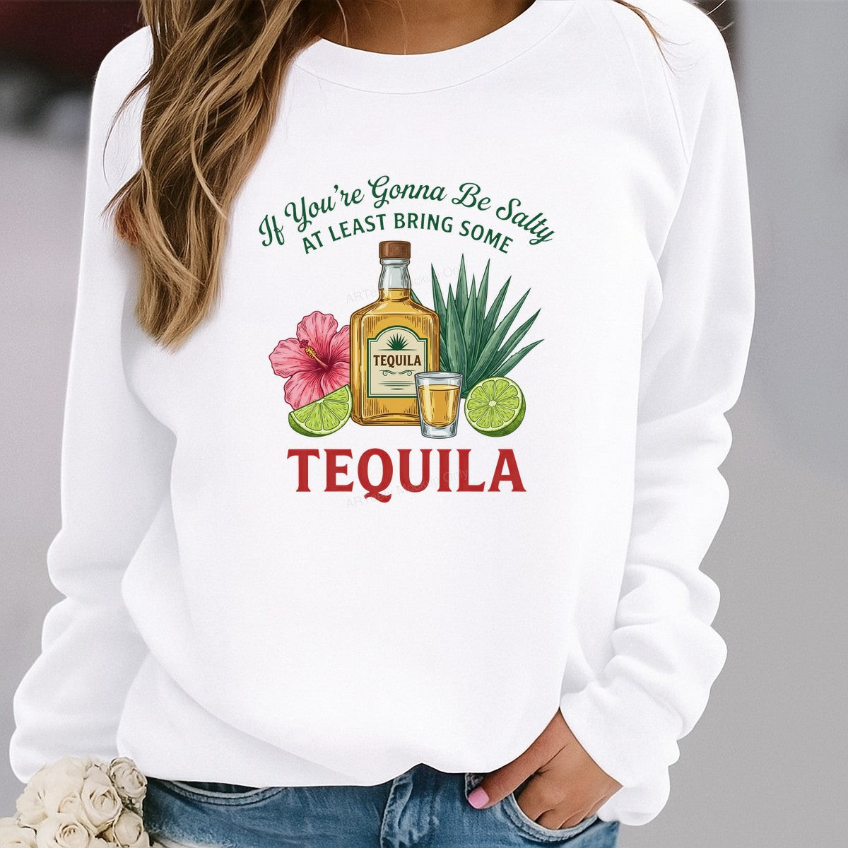 Funny Graphic Transfer If You’re Gonna Be Salty Bring Some Tequila Bottle and Lime Design for T Shirts Hoodies and Party Shirts - 2