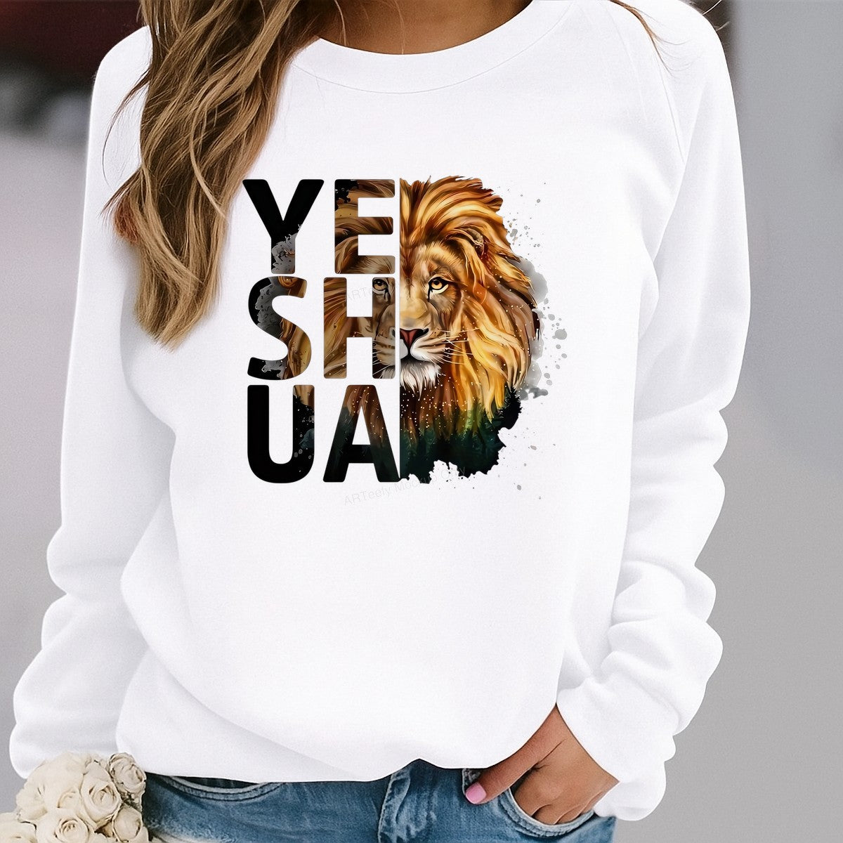 Christian Heat Transfer Yeshua Lion of Judah Watercolor Graphic for T Shirts Hoodies and Christian Apparel - 2
