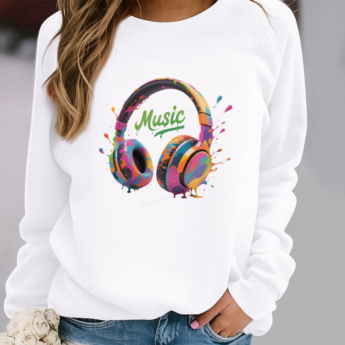 DTF Transfer Colorful Headphones Music Splash Graphic for T Shirts Hoodies and Tote Bags - 2