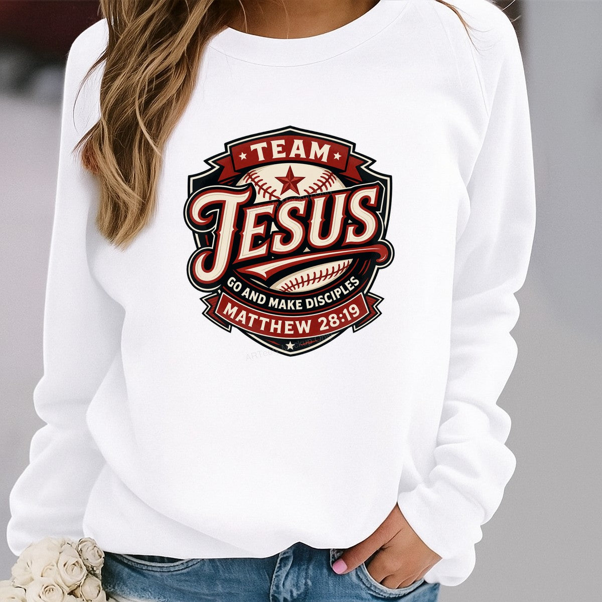 Christian Heat Transfer Team Jesus Baseball Matthew 28:19 Graphic for T Shirts Hoodies and Game Day Apparel - 2