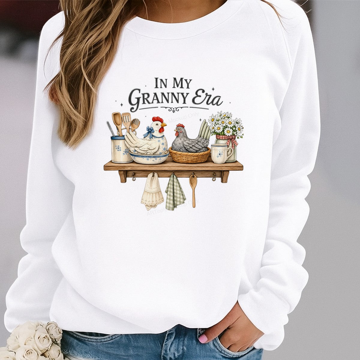 DTF Transfer In My Granny Era Farmhouse Chicken Kitchen Shelf Graphic for T Shirts Hoodies and Tote Bags - 2