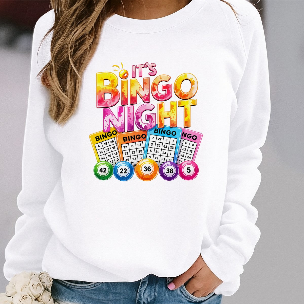 DTF Transfer It’s Bingo Night Quote Colorful Bingo Cards Graphic for T Shirts Hoodies and Game Night Apparel - 2