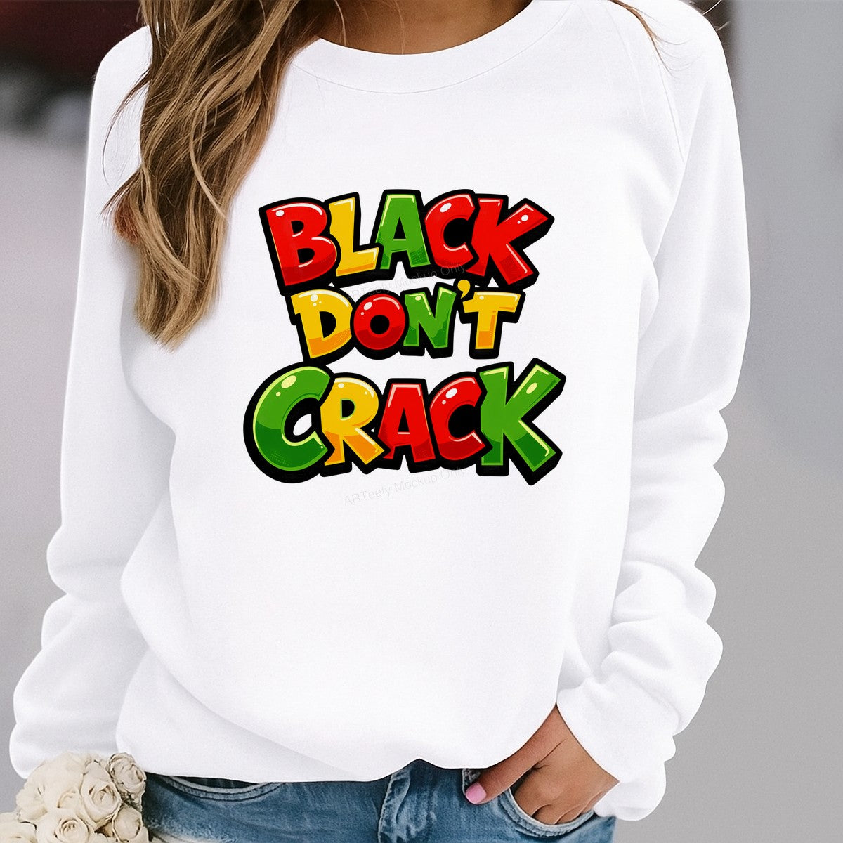 DTF Transfer Black Don’t Crack Quote Bold Red Yellow Green Lettering for T Shirts Hoodies and Tote Bags - 2