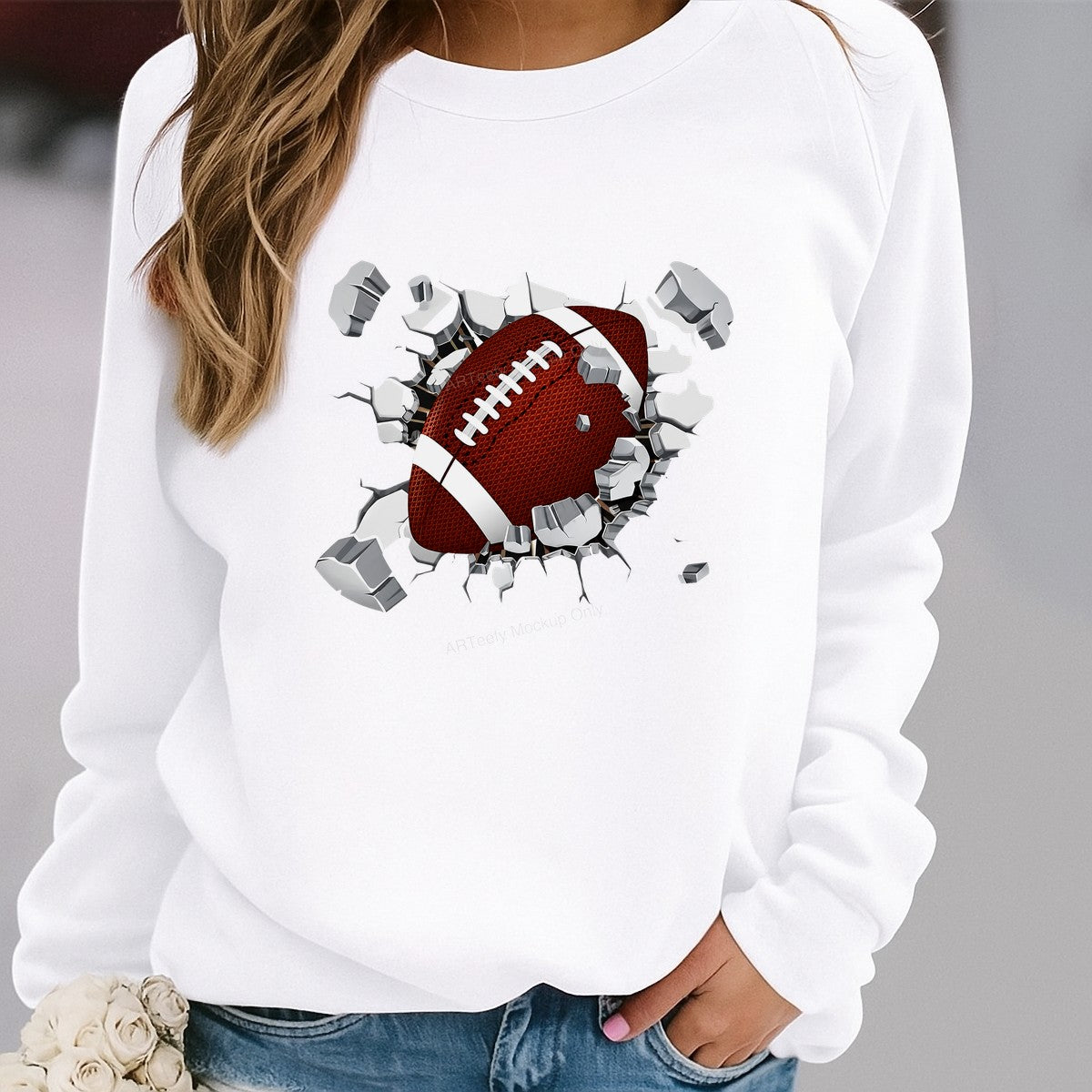 DTF Transfer American Football Breaking Wall 3D Graphic for T Shirts Hoodies and Game Day Apparel - 2